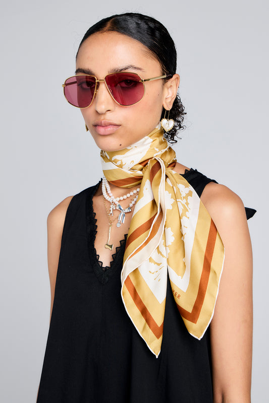 Animal Kingdom Classic Silk Scarf Ochre