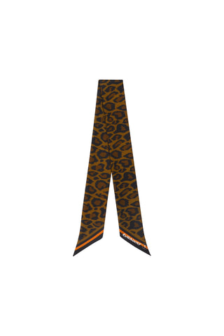 Leopard Silk Twilly Tan