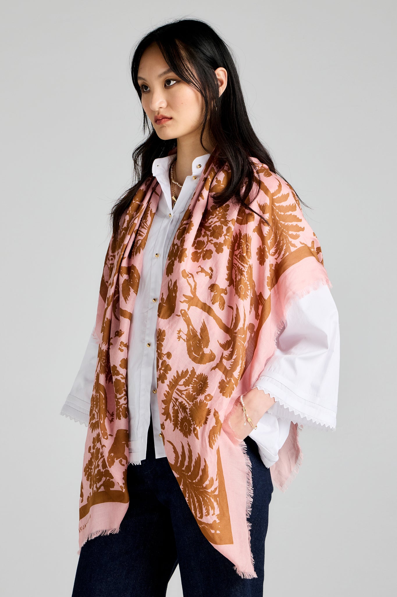Animal Kingdom Modal Twill Scarf Pink