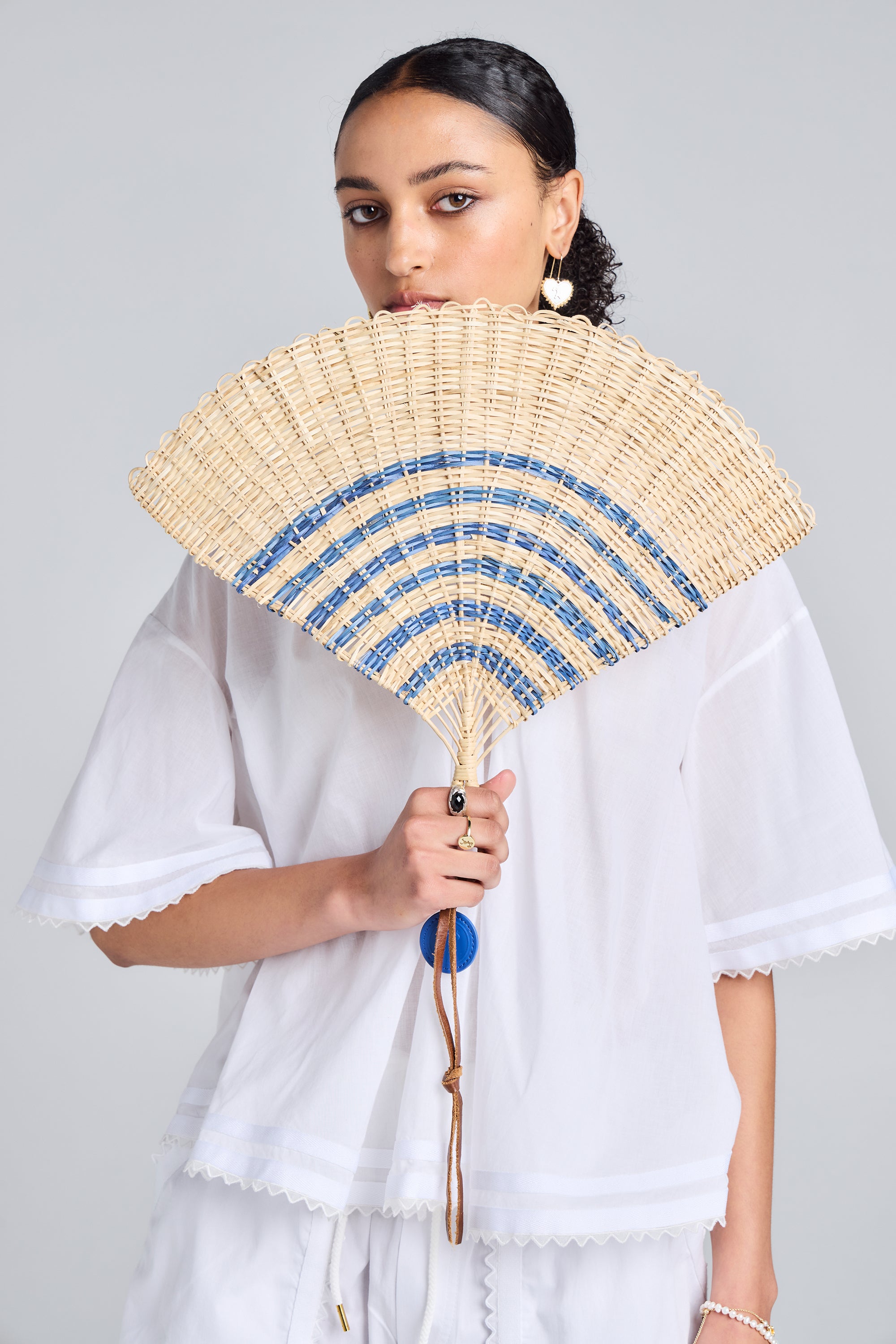 Handwoven Fan Blue Half Stripe Karen Walker