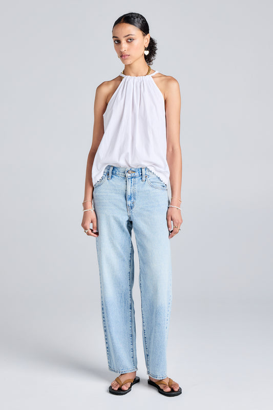 Baggy Dad Jeans Fan Flare Light Wash