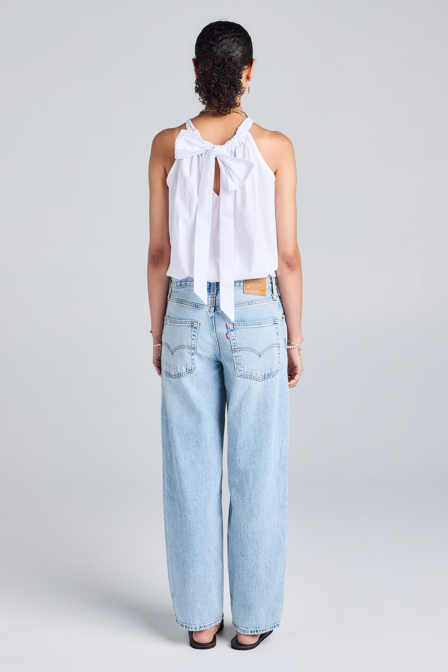 Baggy Dad Jeans Fan Flare Light Wash