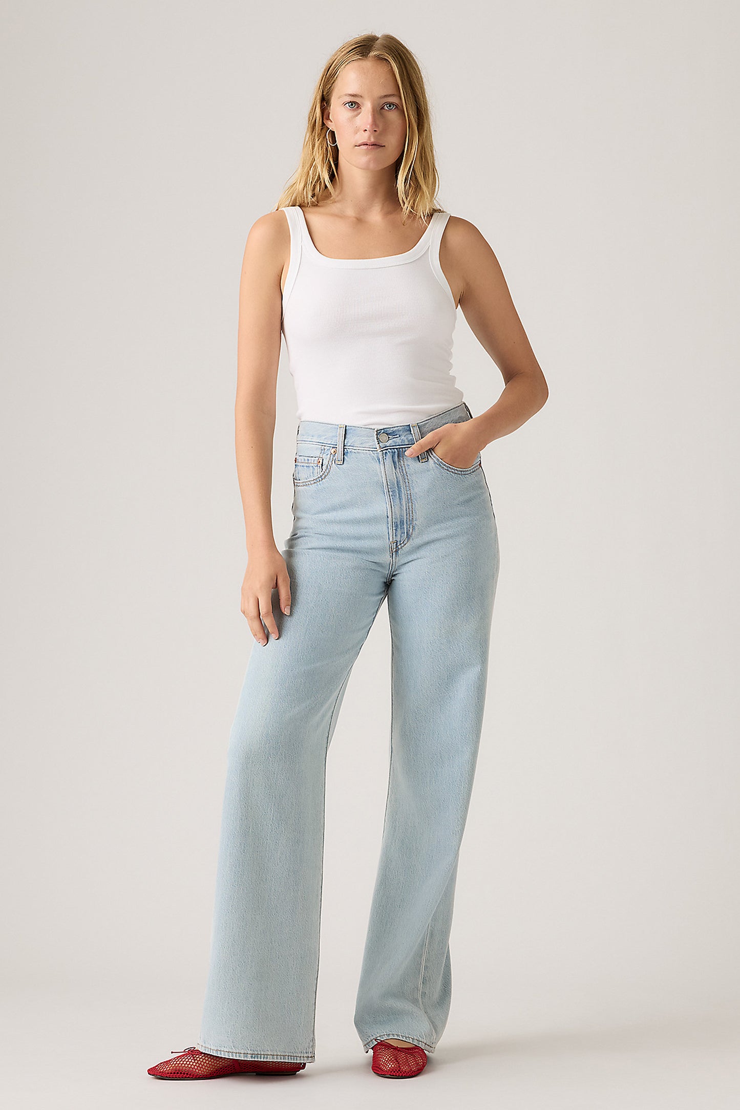 Ribcage Wide Leg Jeans Of Course Stone