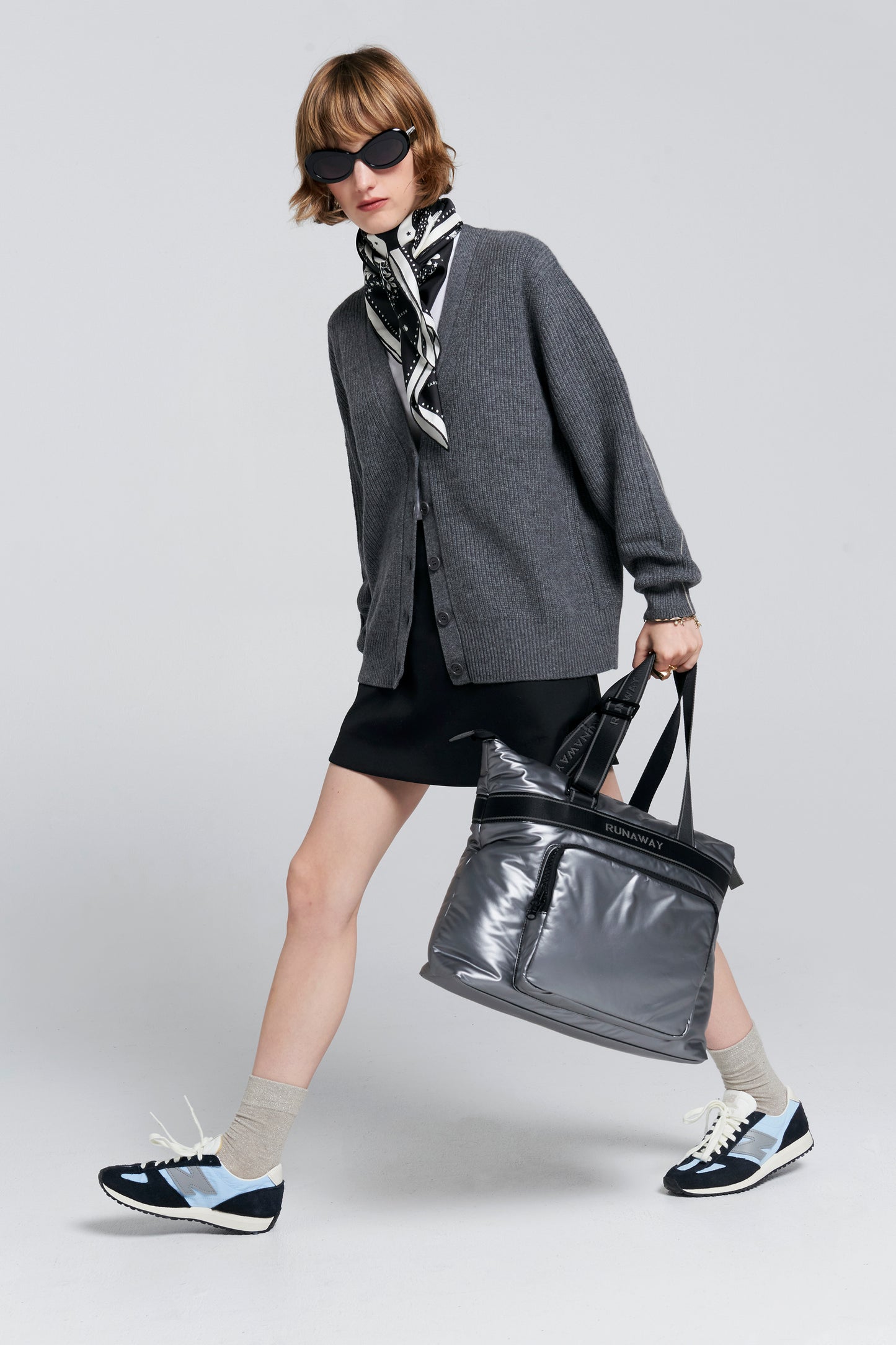 Bessie Cashmere Cardigan Charcoal Marle