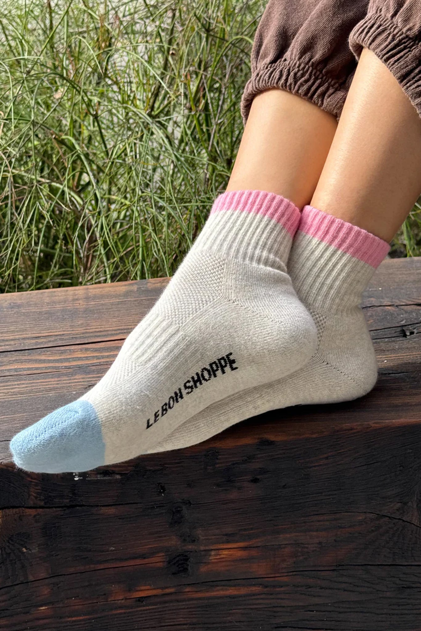 Color Block Girlfriend Socks Grey/Pink