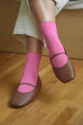 Her Socks Mercerized Bright Pink