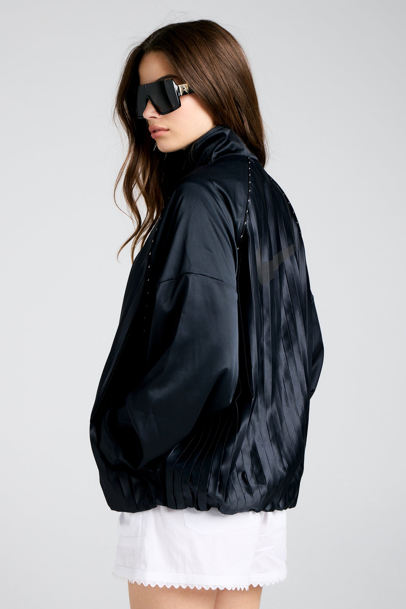 Pleated Track Jacket Black/Black