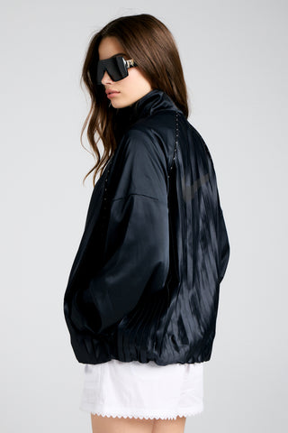 Pleated Track Jacket Black/Black