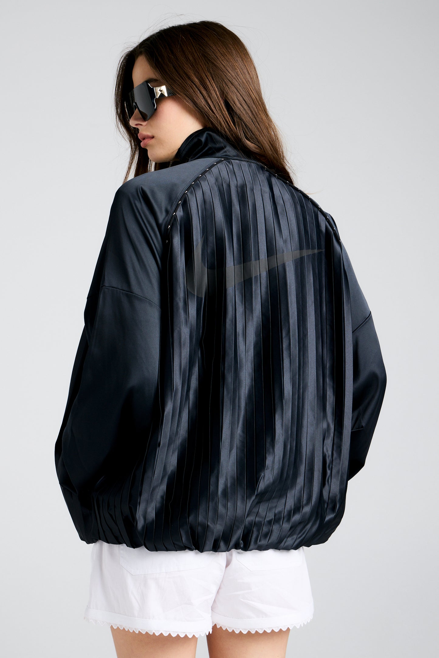 Pleated Track Jacket Black/Black