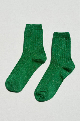 Her Socks Modal Lurex Emerald Glitter