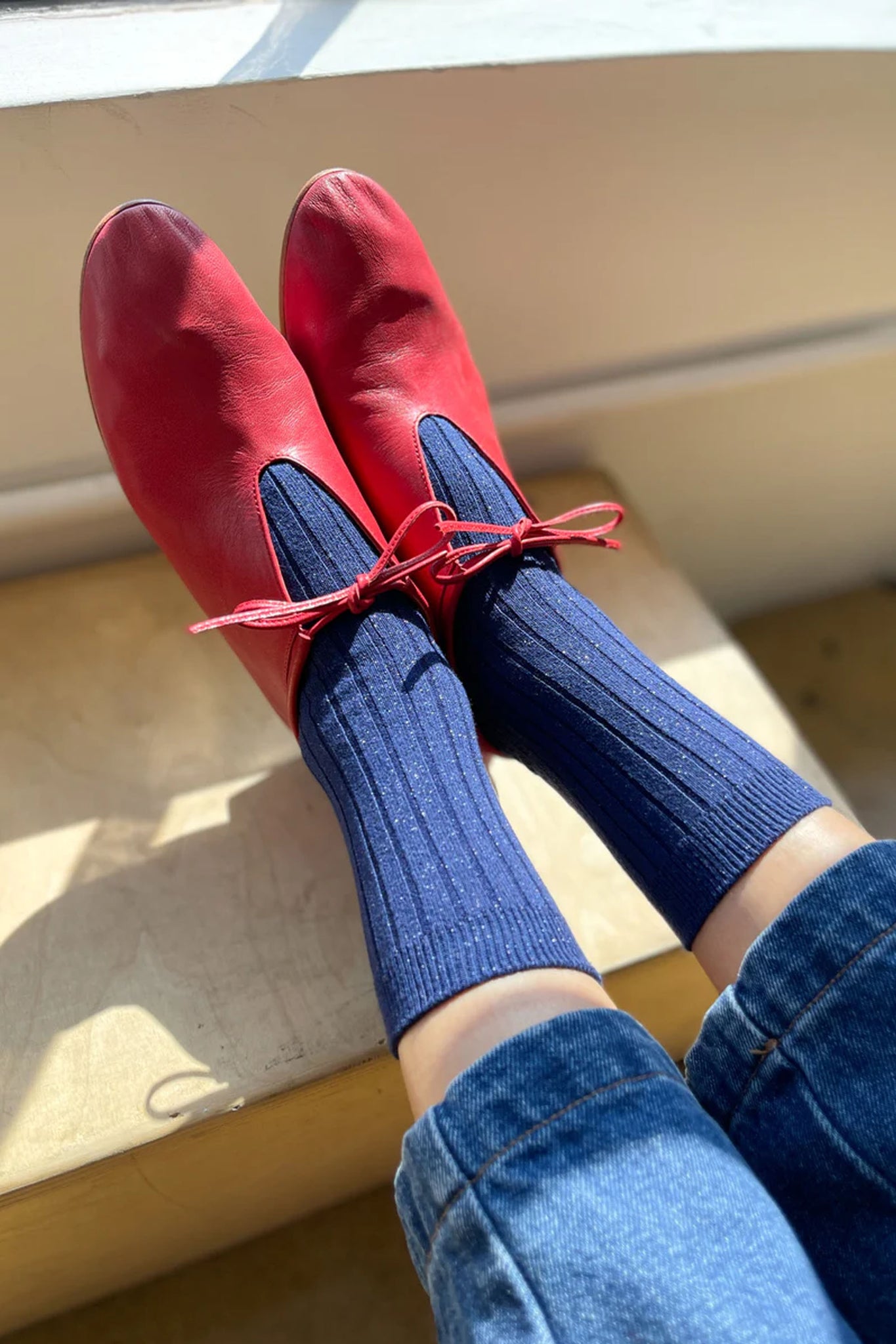 Her Socks Modal Lurex Sapphire Glitter