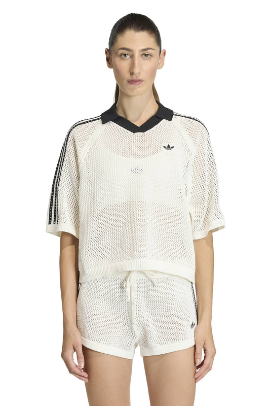 Knitted Crochet Polo Off White
