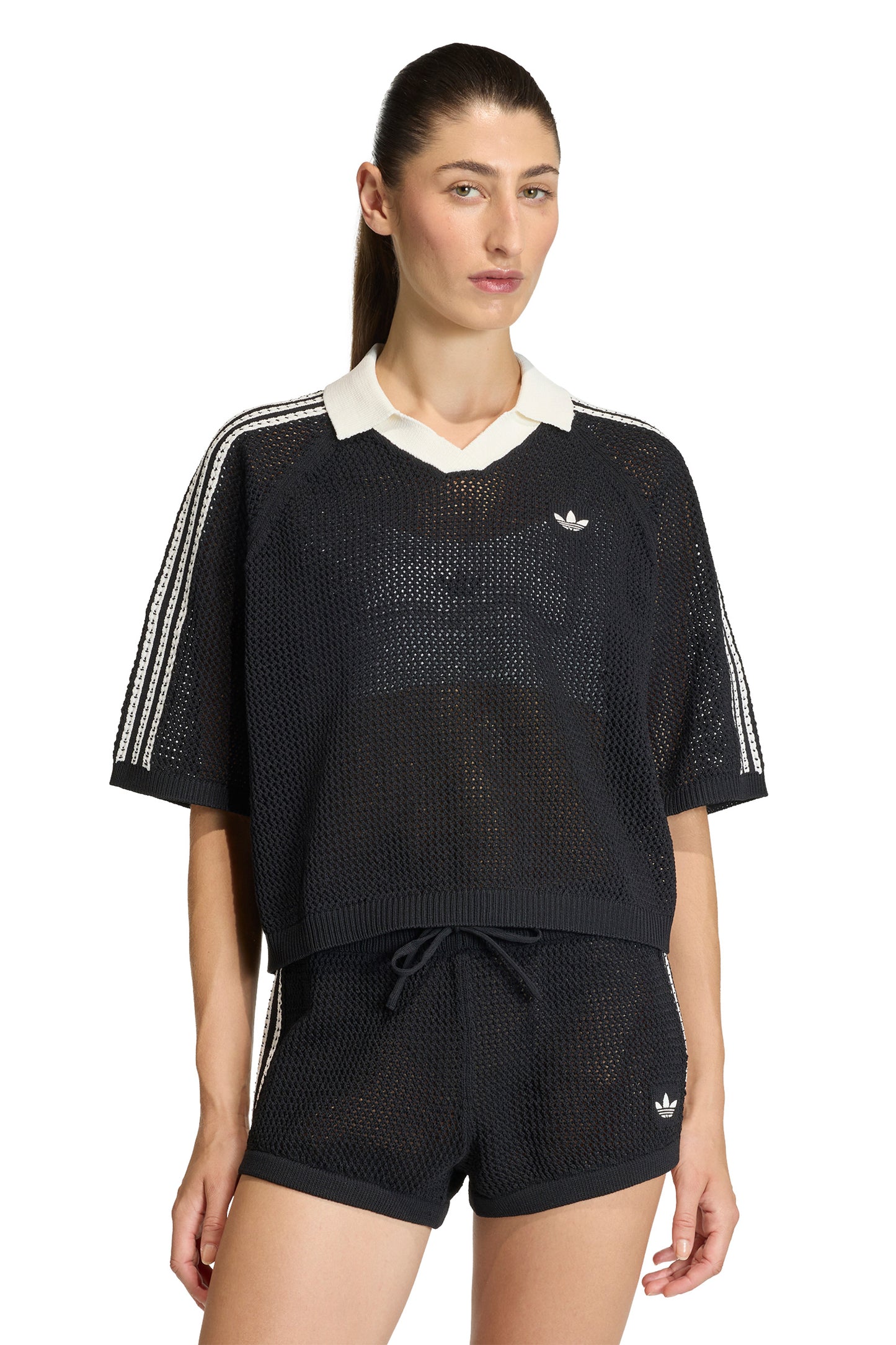 Knitted Crochet Polo Black