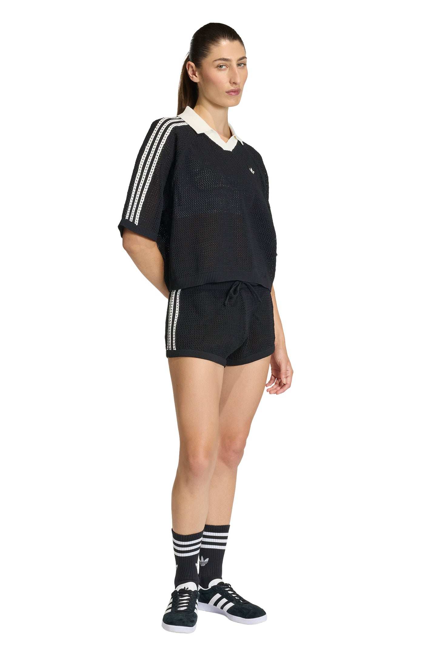Knitted Crochet Polo Black