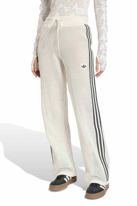 Knitted Crochet Firebird Track Pants Off White