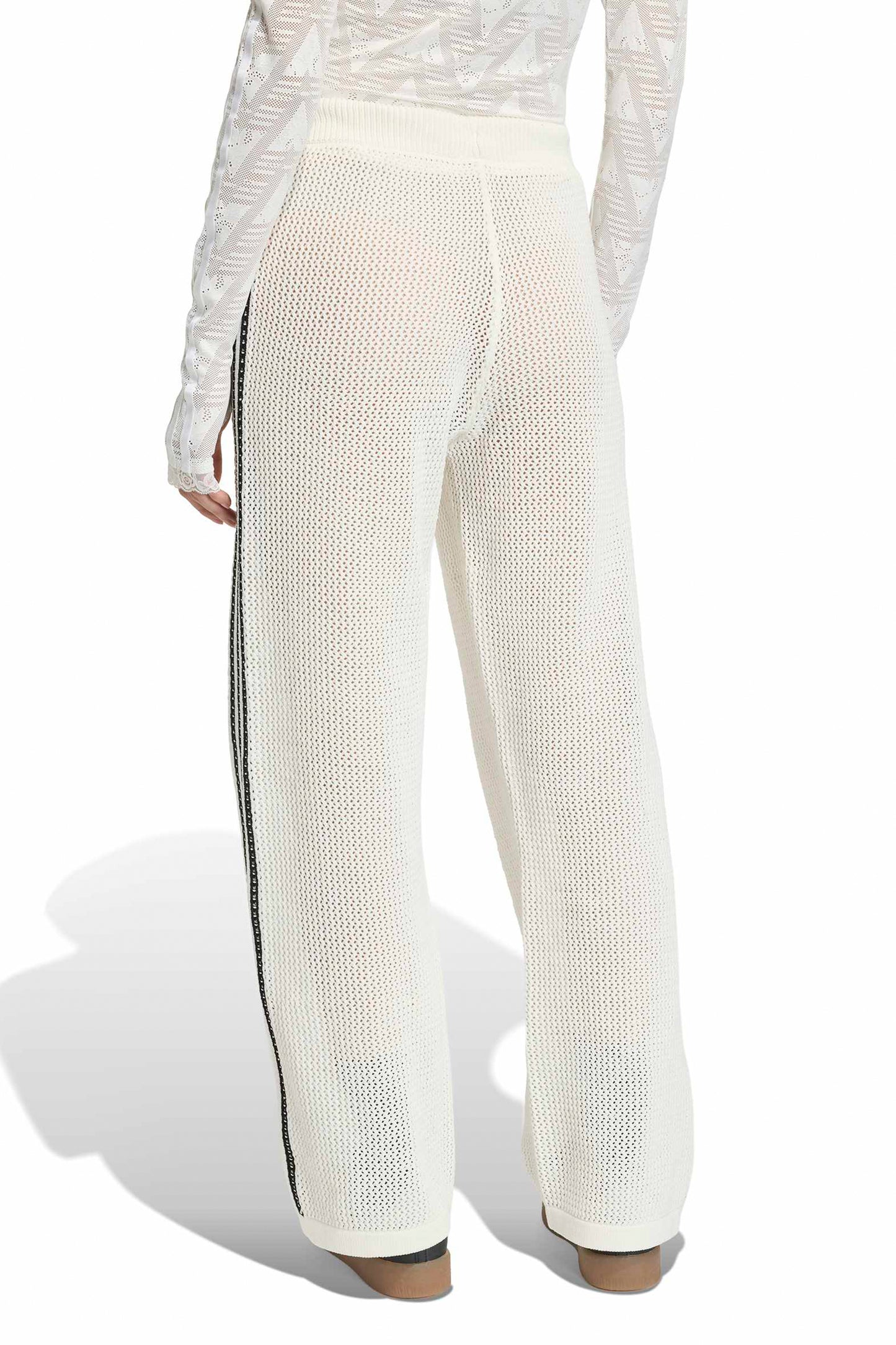 Knitted Crochet Firebird Track Pants Off White