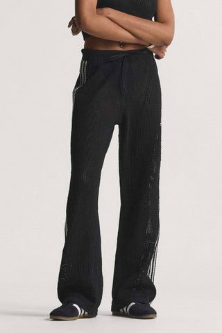 Knitted Crochet Firebird Track Pants Black
