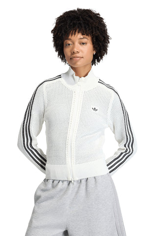 Knitted Crochet Firebird Track Top Off White