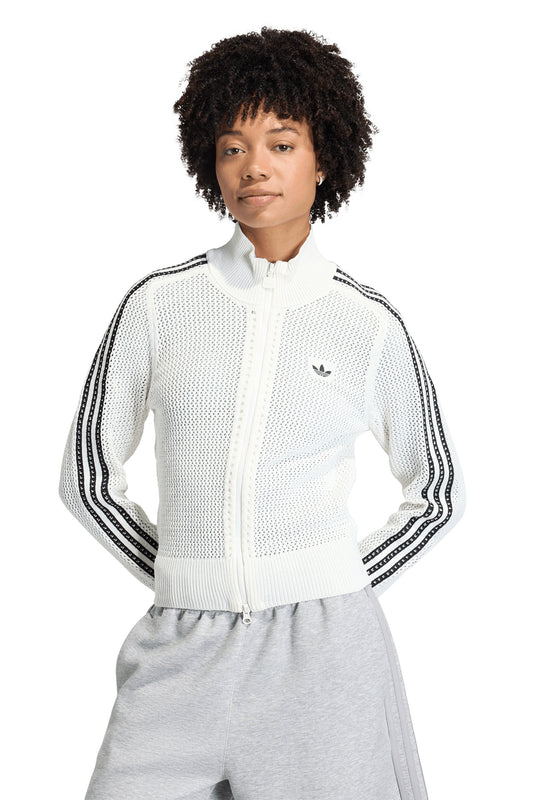 Knitted Crochet Firebird Track Top Off White