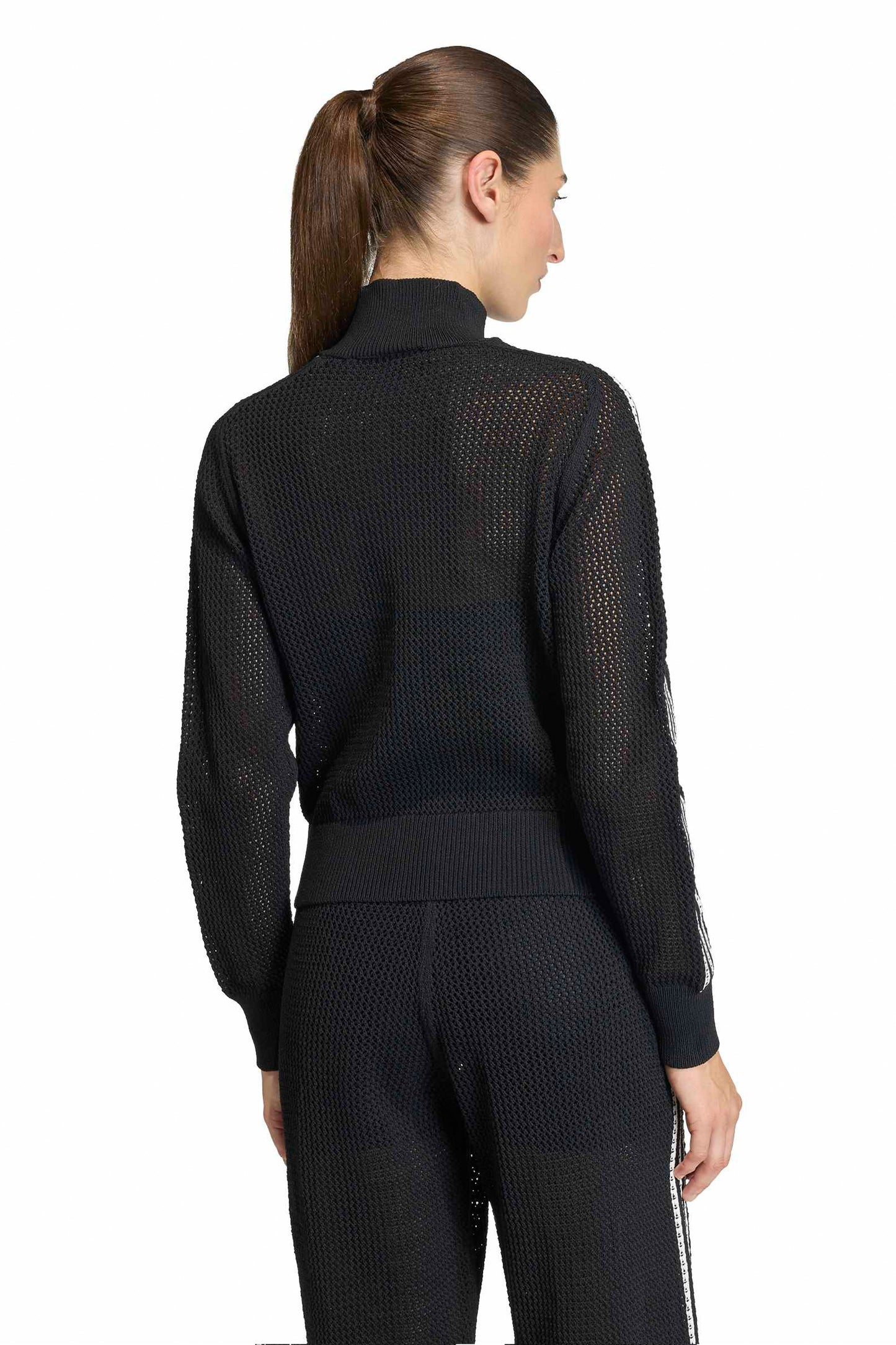 Knitted Crochet Firebird Track Top Black