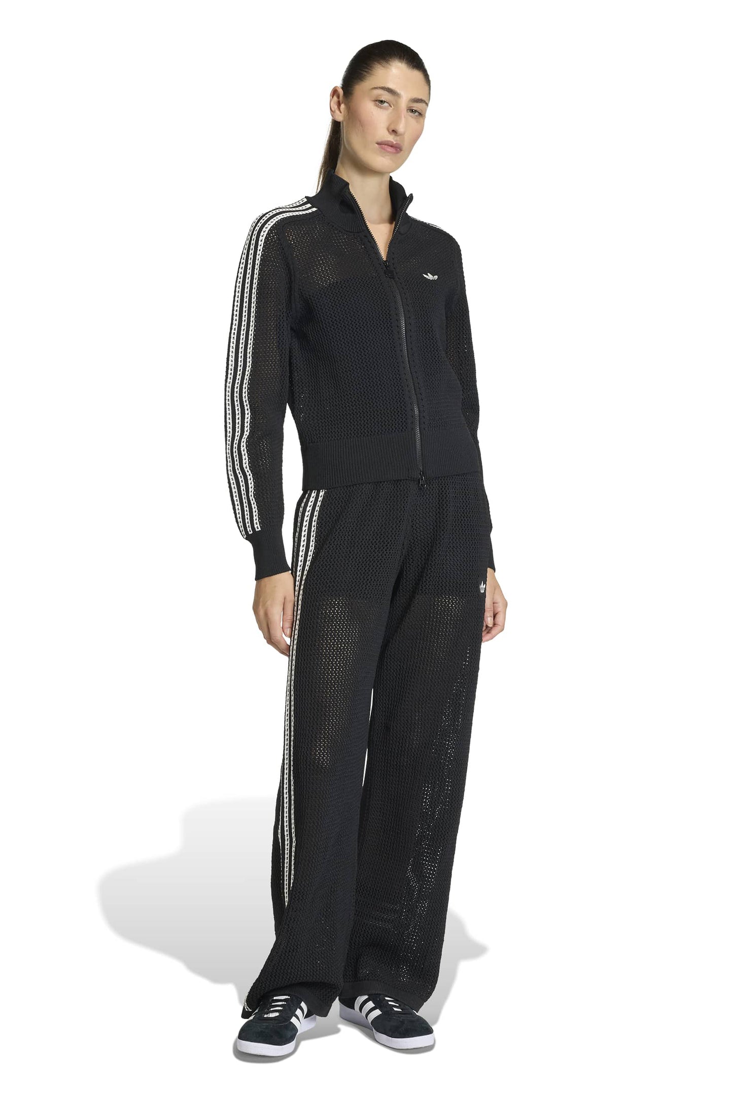 Knitted Crochet Firebird Track Top Black