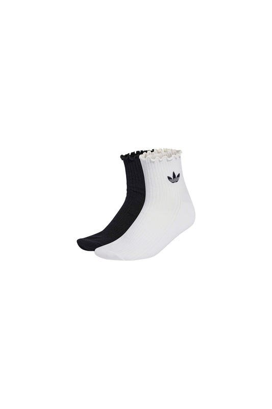 Ruffle Quarter Socks White/Black