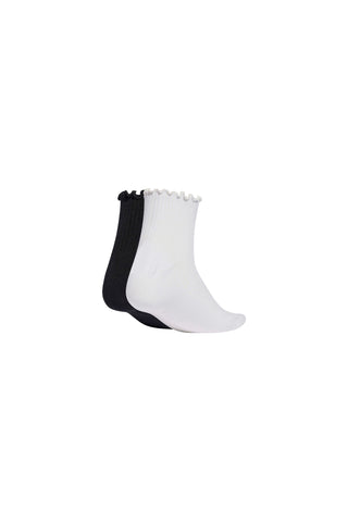 Ruffle Quarter Socks White/Black