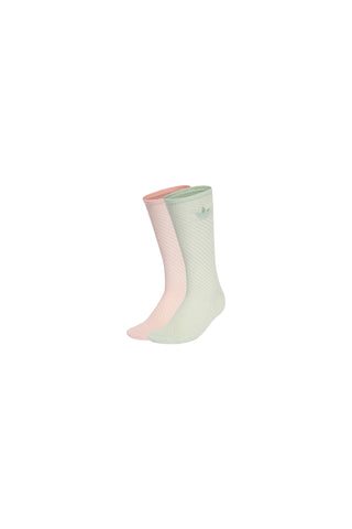 Crochet Crew Socks 2 Pack Sandy Pink/Linen Green