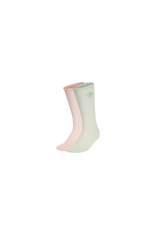 Crochet Crew Socks 2 Pack Sandy Pink/Linen Green