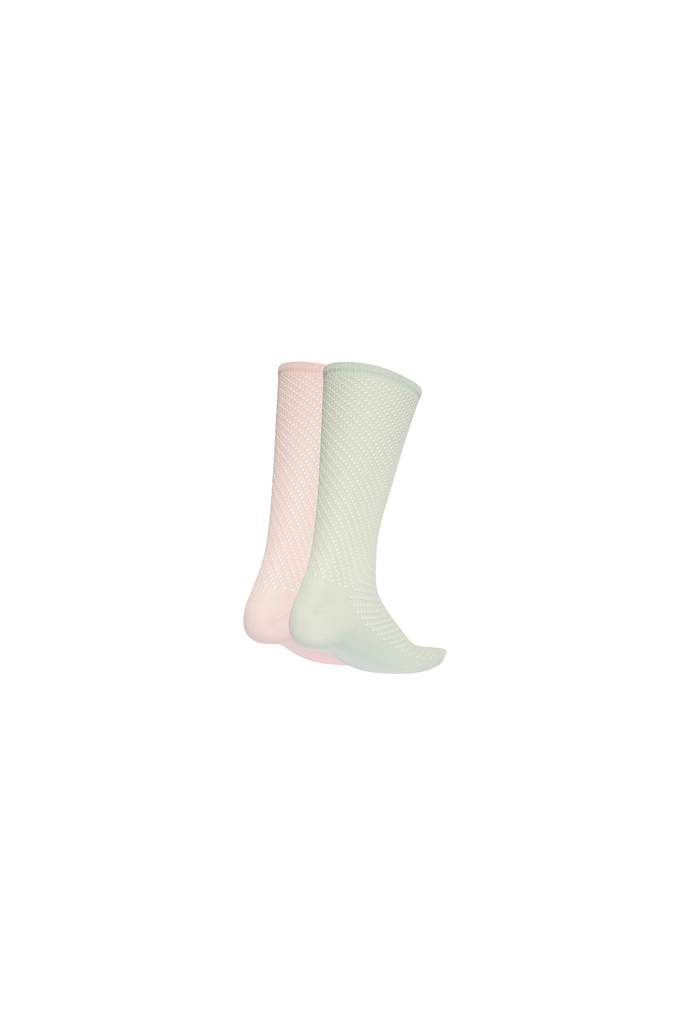 Crochet Crew Socks 2 Pack Sandy Pink/Linen Green