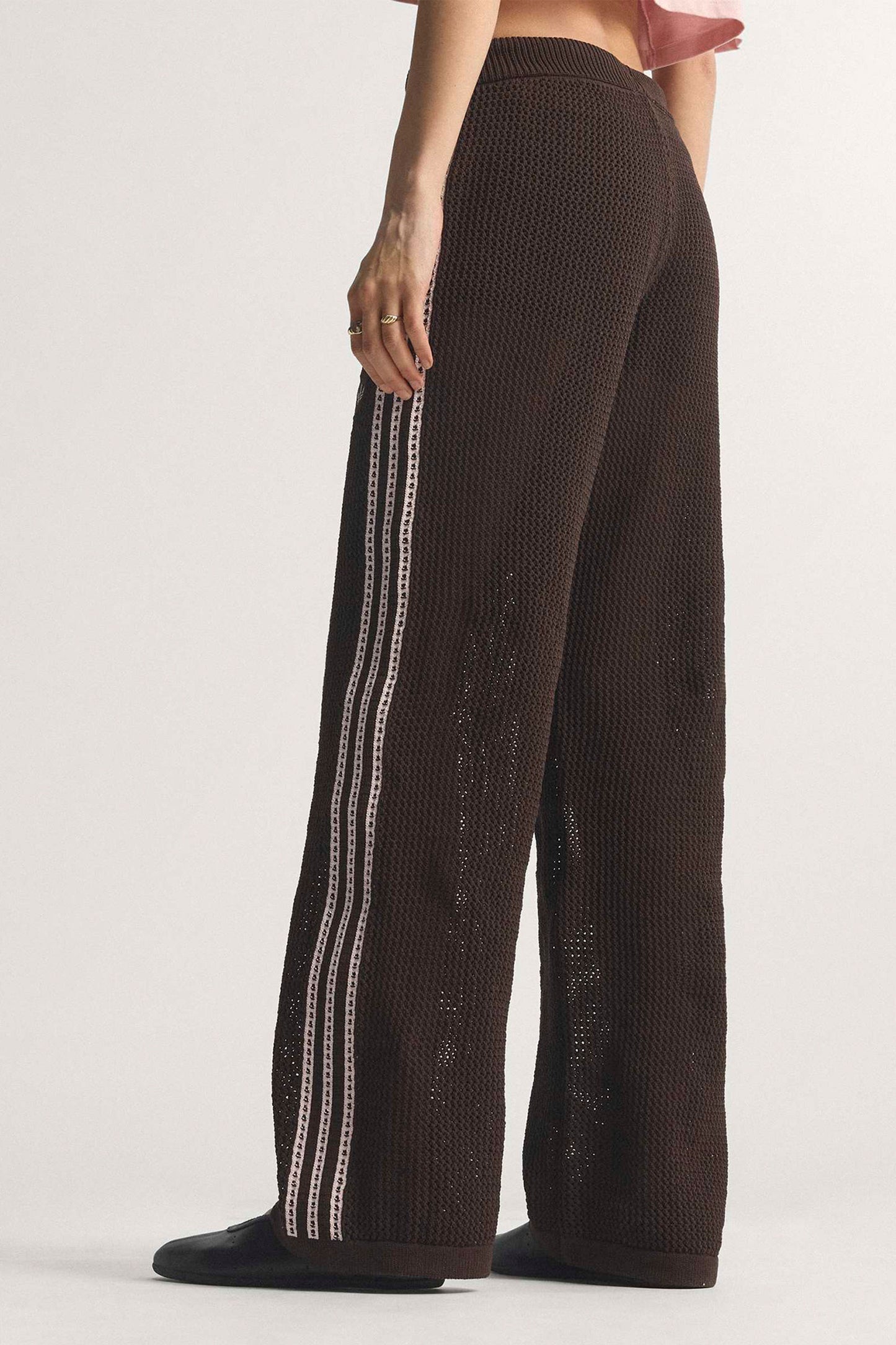 Knitted Crochet Firebird Track Pants Aurora Coffee