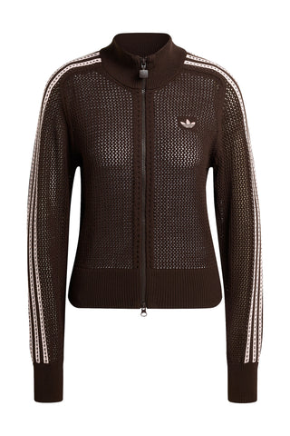 Knitted Crochet Firebird Track Top Aurora Coffee