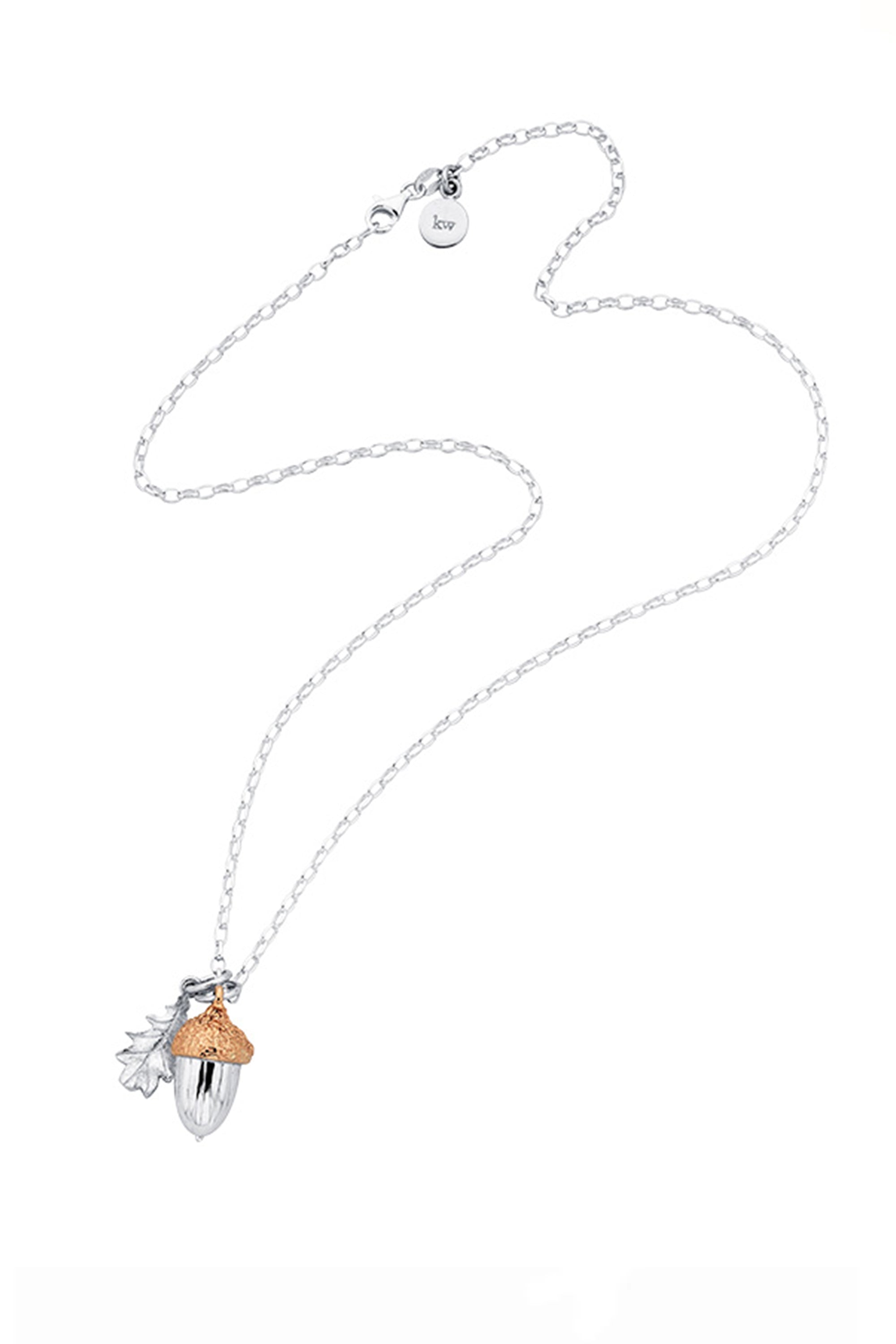 Acorn & Leaf Pendant Silver/Gold – Karen Walker