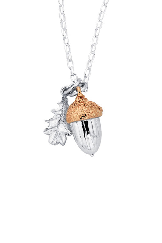 Acorn & Leaf Pendant Silver/Gold