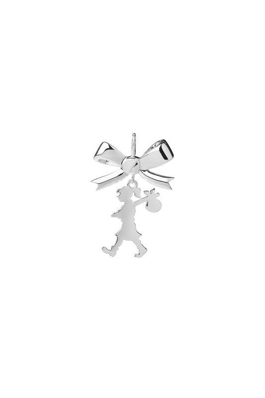 Girl with a Bow Charm Silver