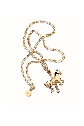 Carousel Horse Necklace Gold