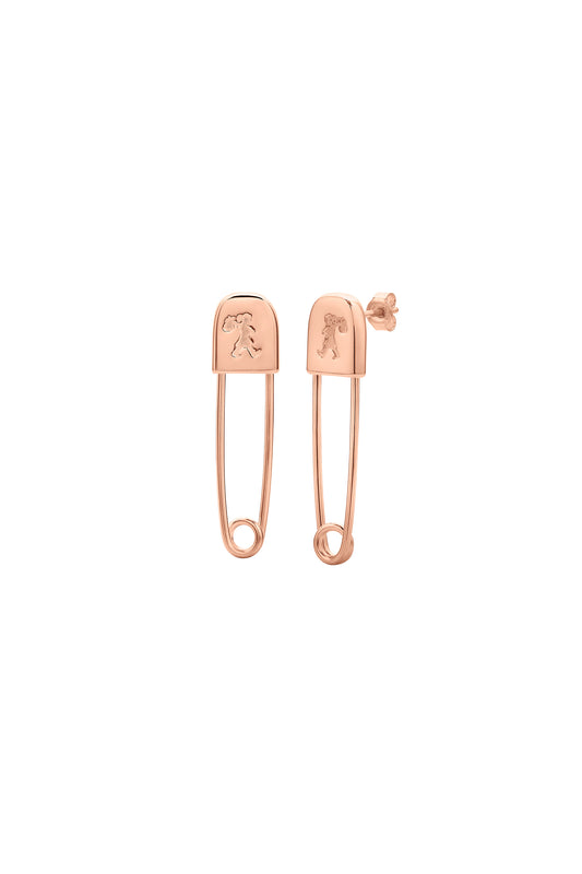 Runaway Safety Pin Studs Rose Gold