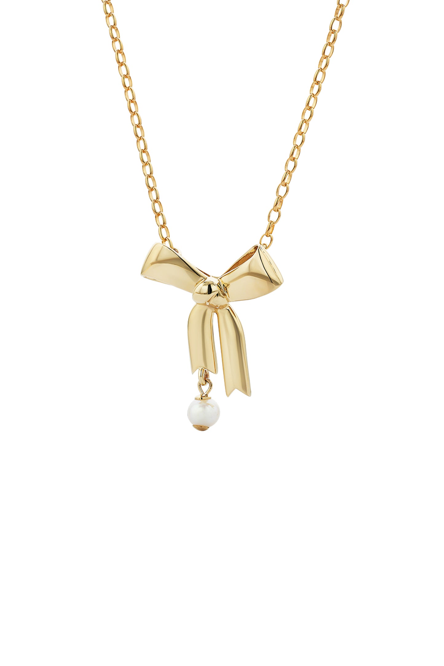 Bow Necklace with 5.5mm Freshwater Pearl Gold