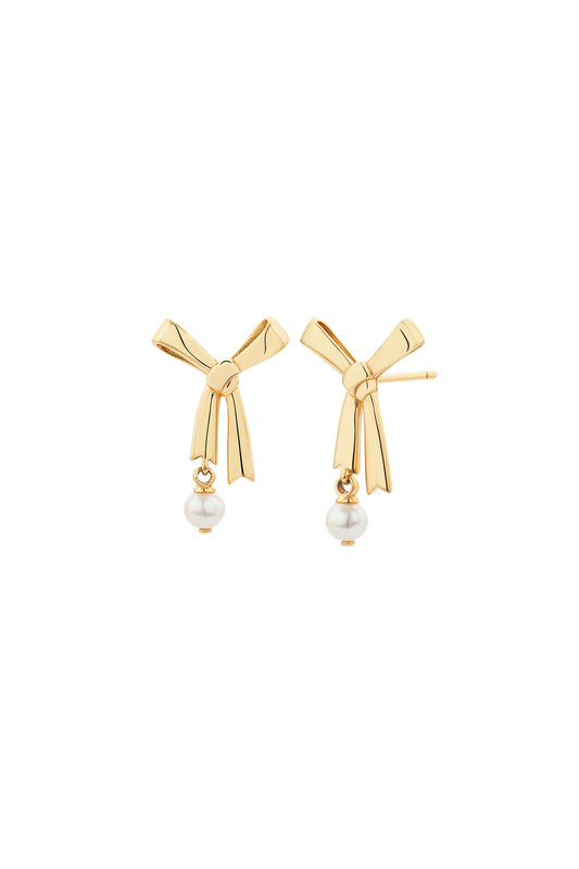 Pearl Bow Studs Gold