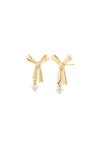 Pearl Bow Studs Gold-Plated