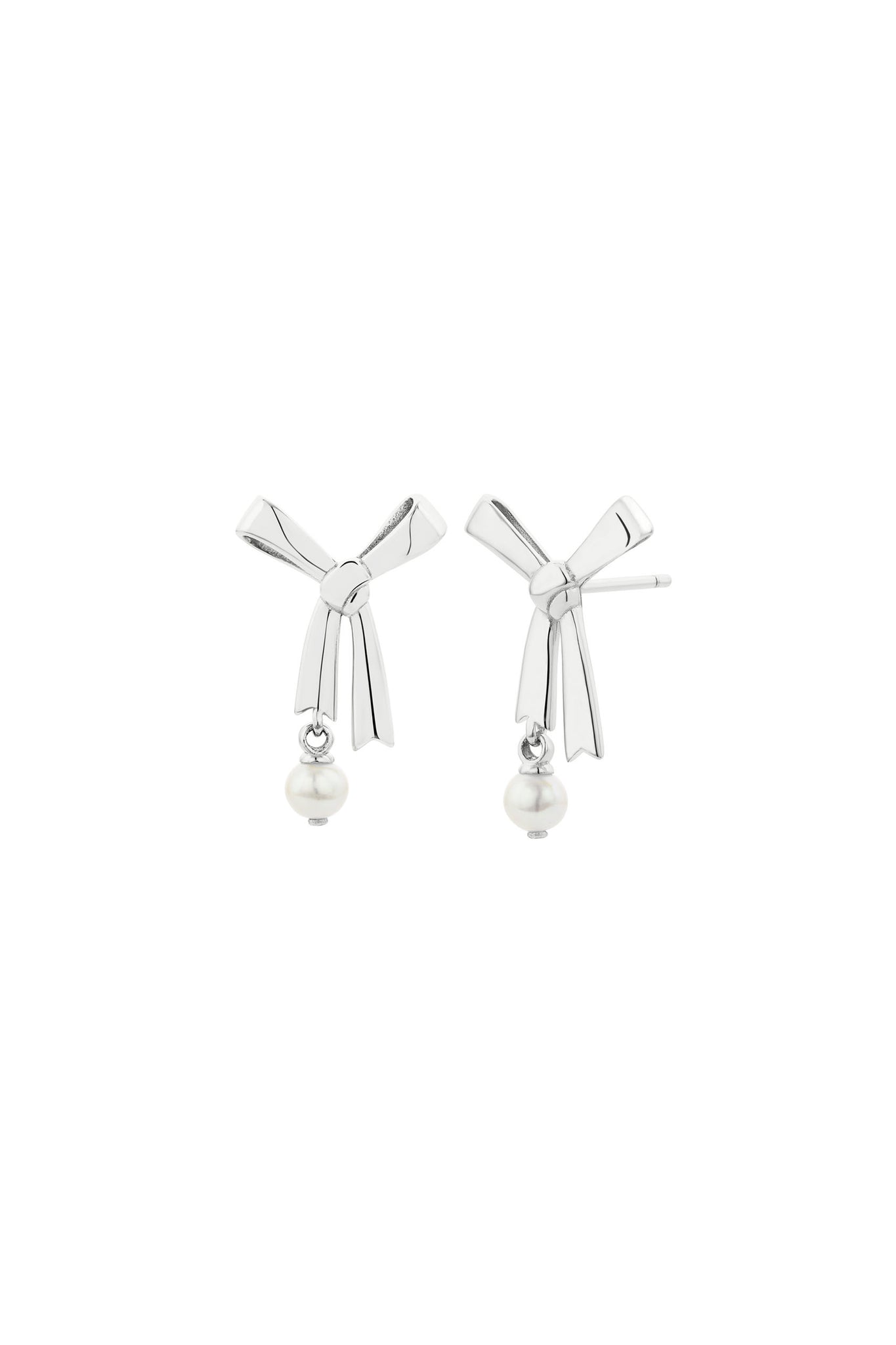 Pearl Bow Studs Silver