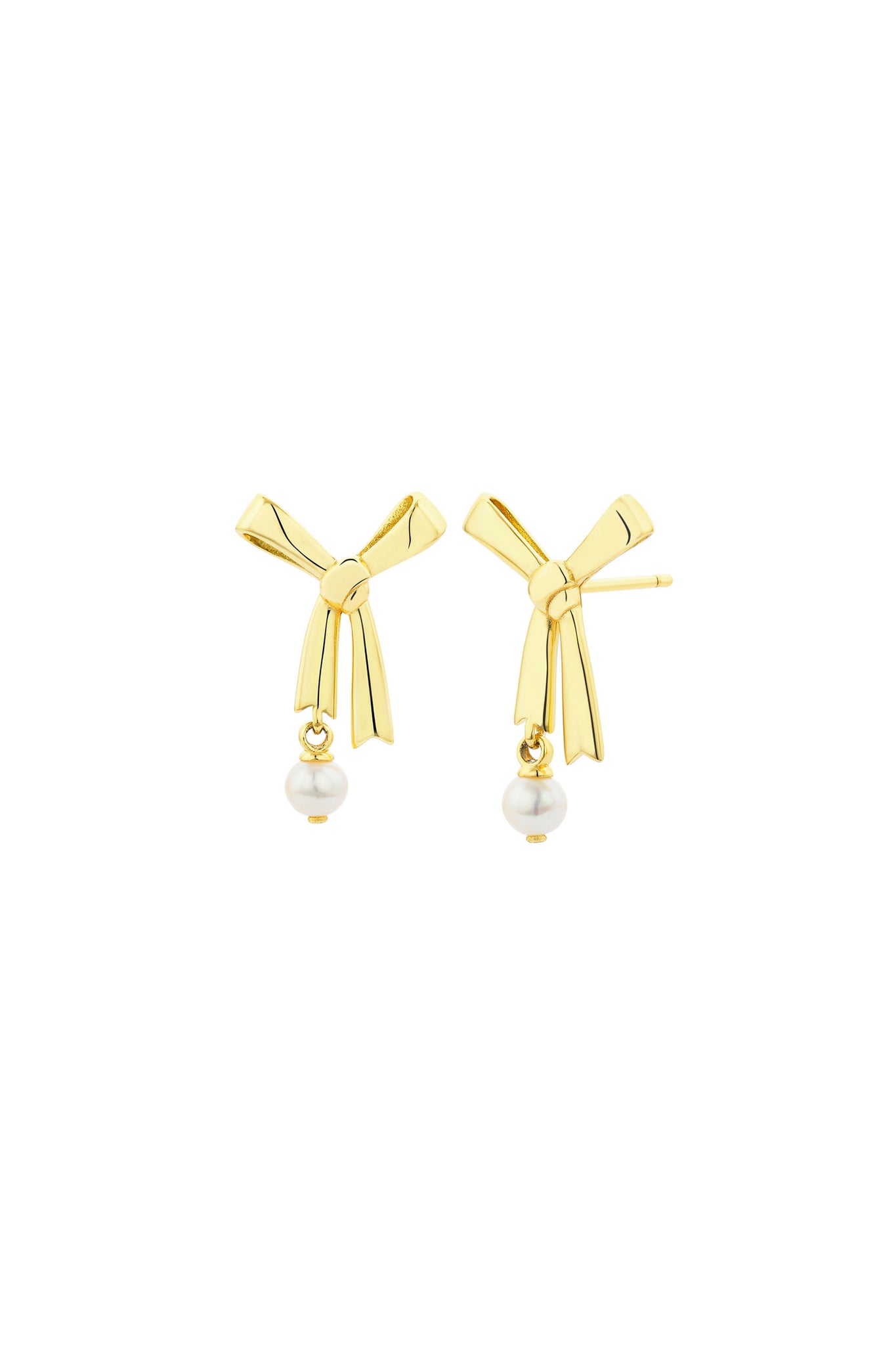 Pearl Bow Studs Gold
