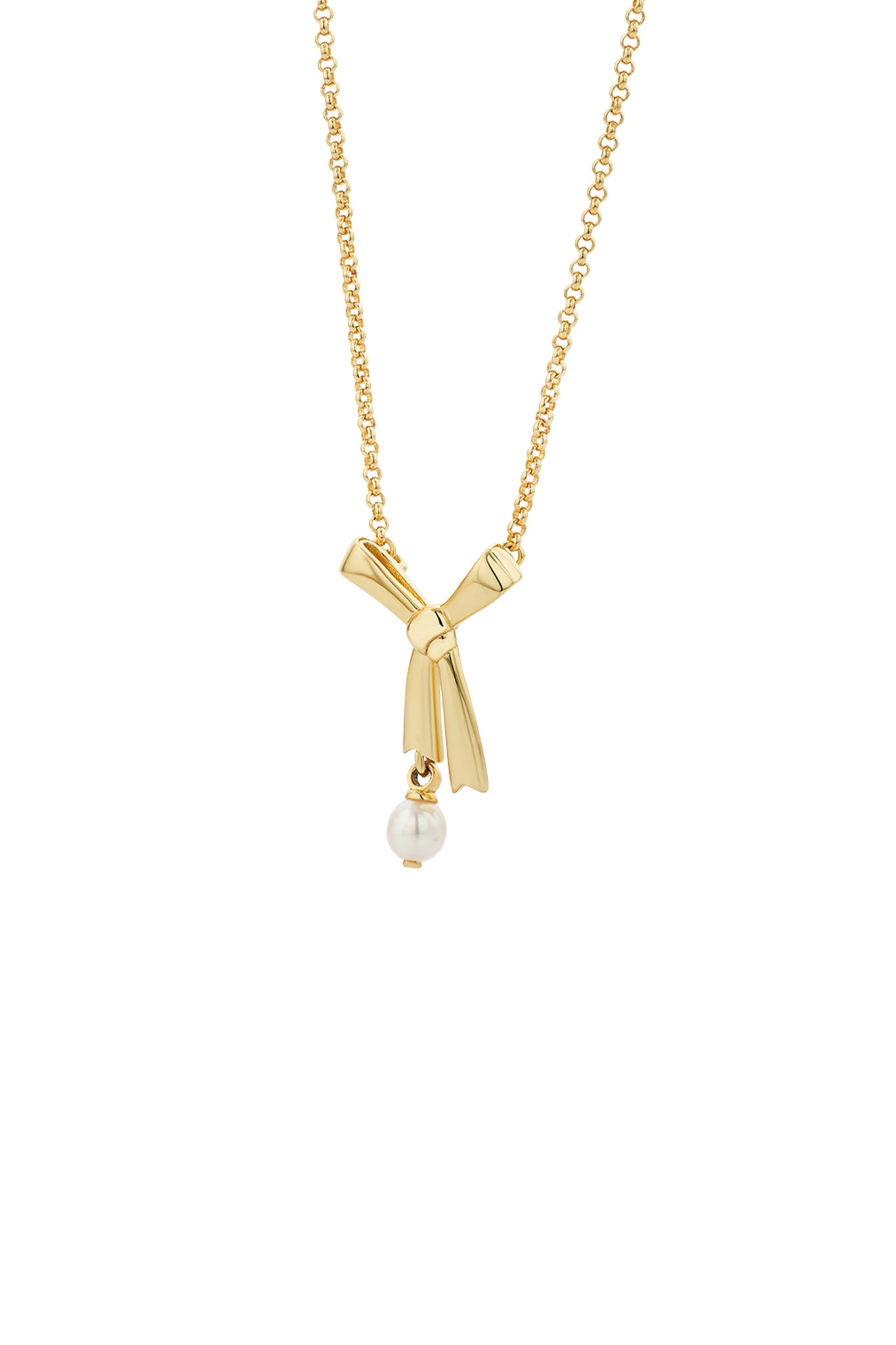 Pearl Bow Necklace Gold-Plated
