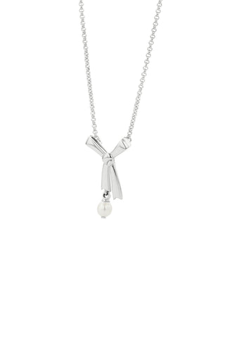 Pearl Bow Necklace Silver