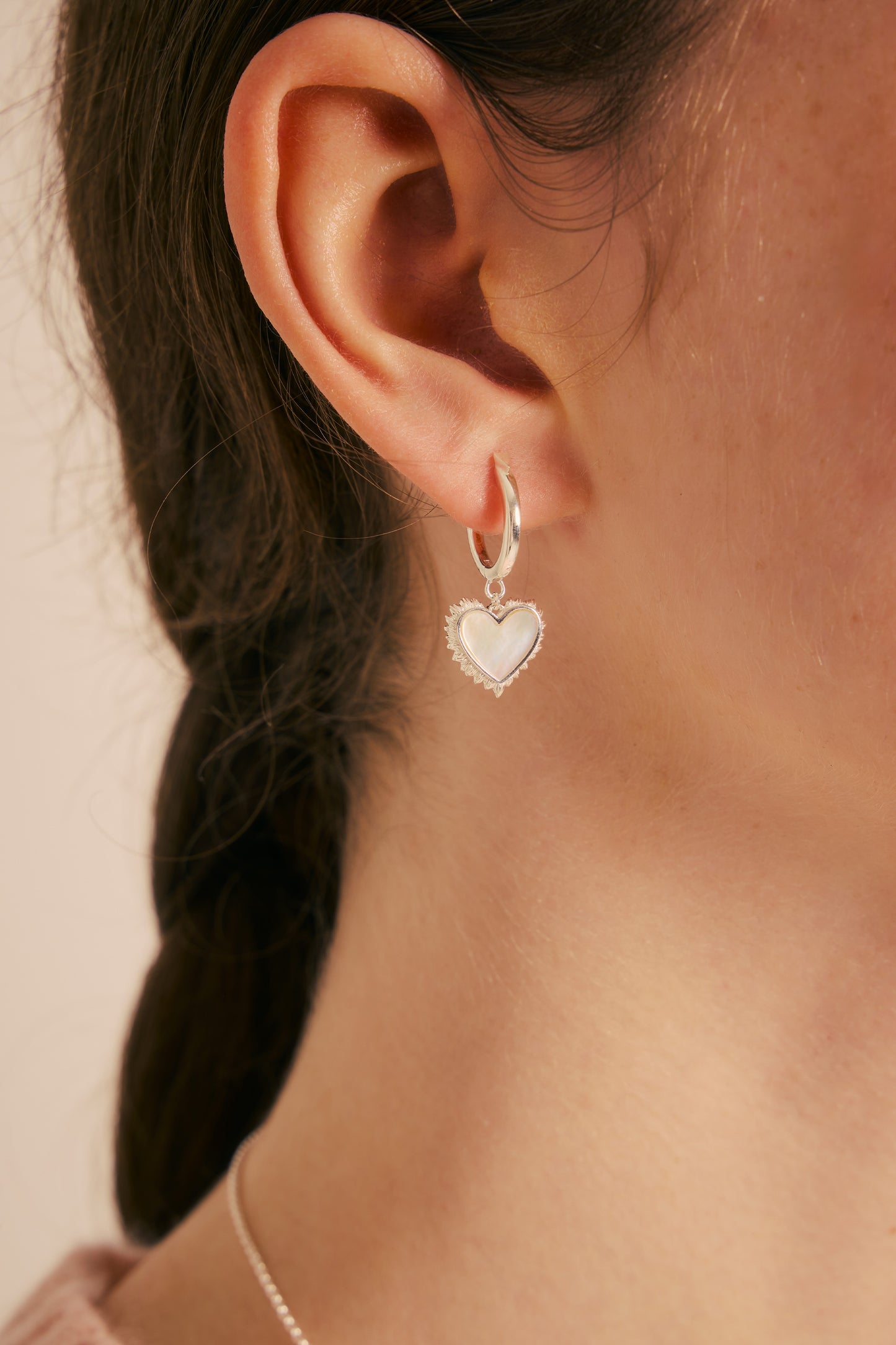 Flaming Mother Of Pearl Hoops Silver