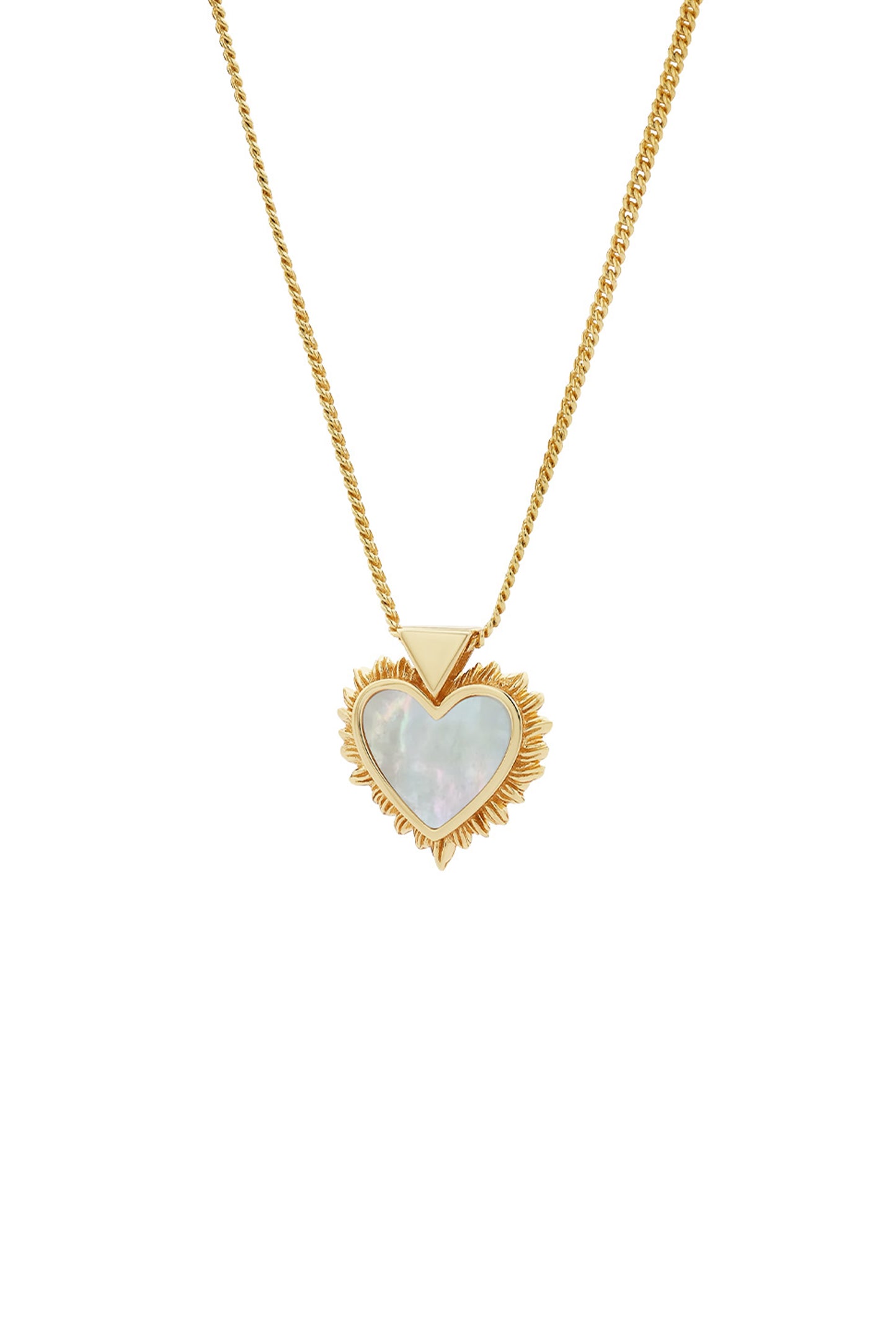 Flaming Mother-of-Pearl Heart Necklace Gold