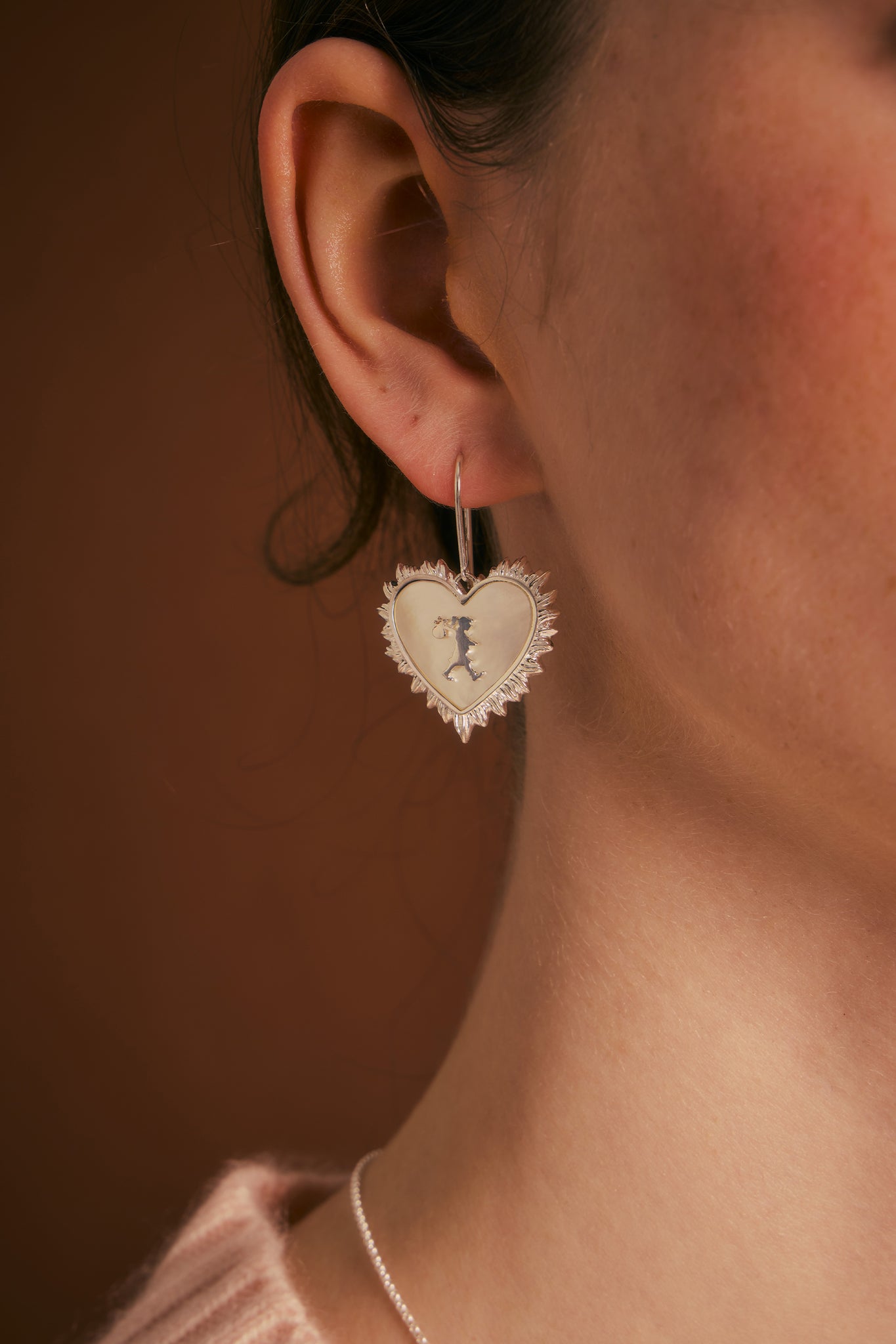 Runaway Flaming Mother Of Pearl Earrings Silver