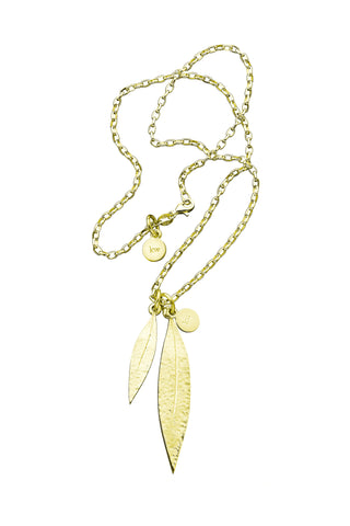 Double Leaf Necklace Gold