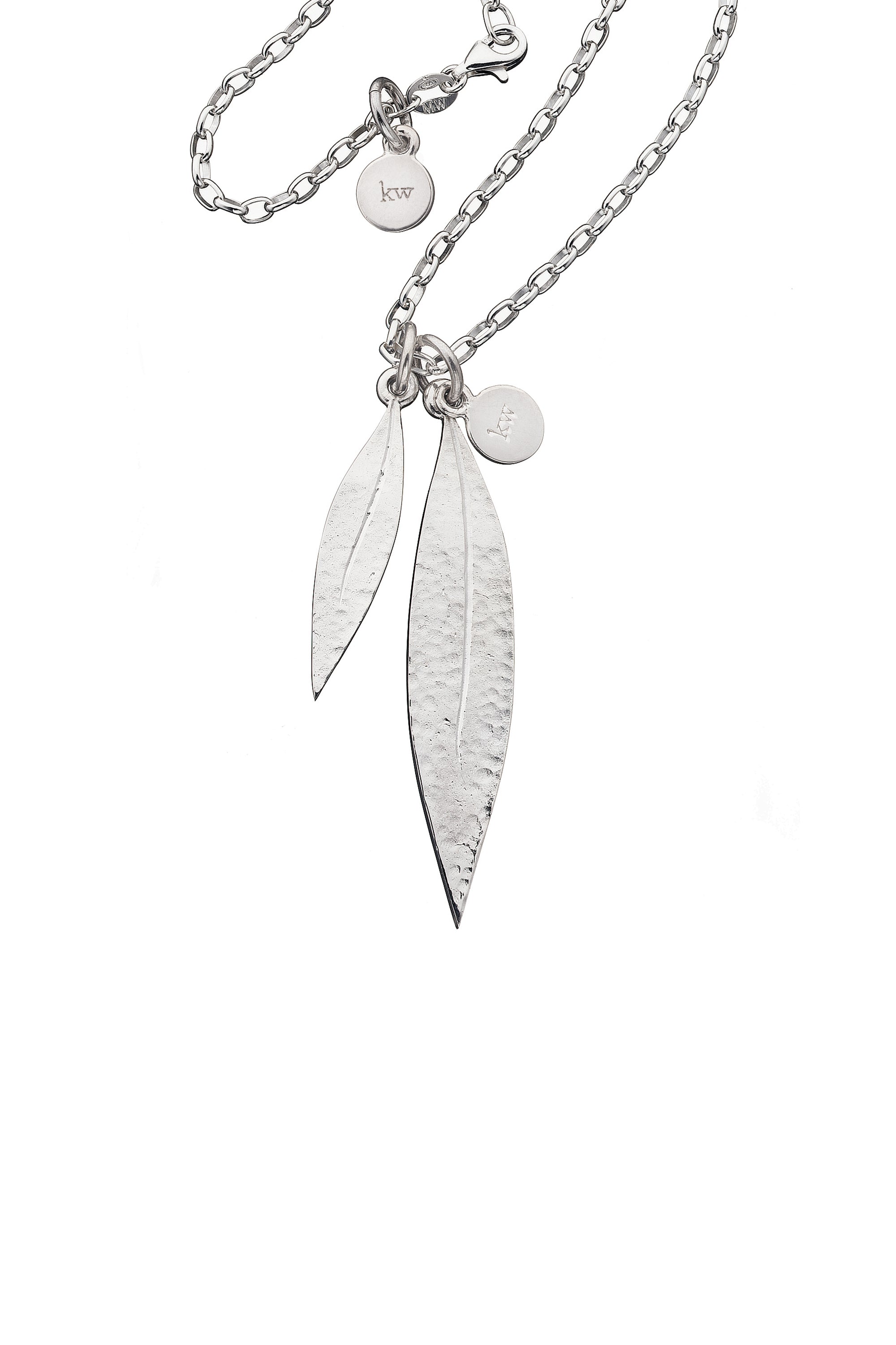 Double Leaf Necklace Silver – Karen Walker