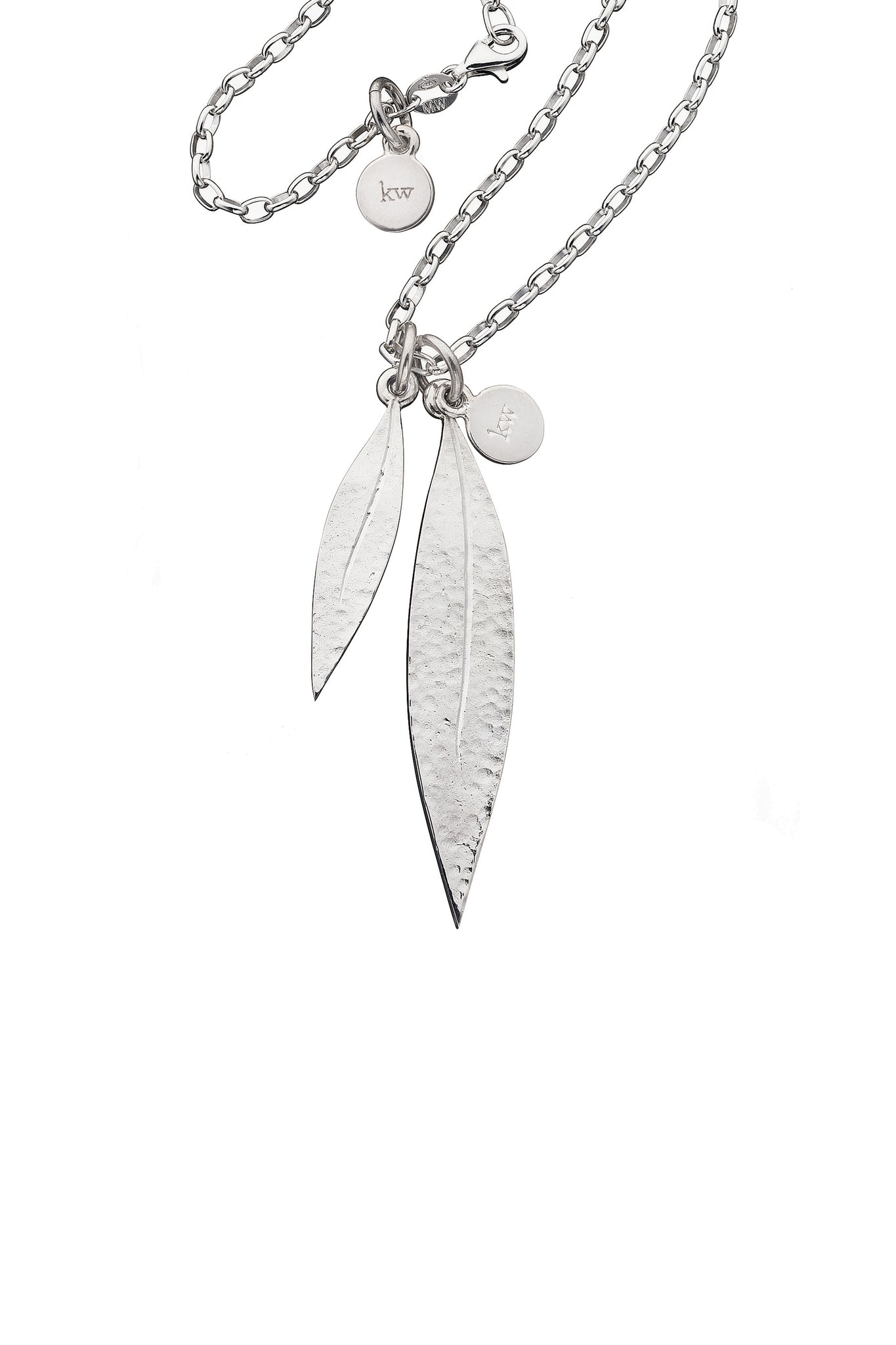 Double Leaf Necklace Silver